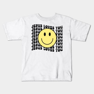 christian jesus smile face Kids T-Shirt